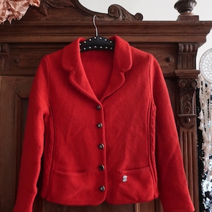 Vintage Wesenjak Tiroler Trachtenjacke rot mit Münzknöpfen 1970er 70er Jahre made in Austria
