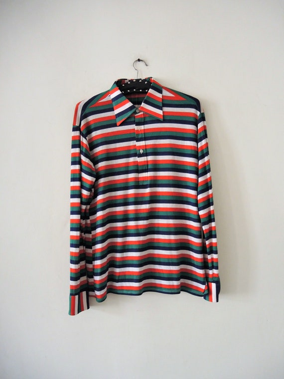 Vintage striped longsleeve polo shirt 1990s - image 1