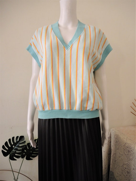 Vintage Marimekko pastel blue cotton t-shirt top … - image 1