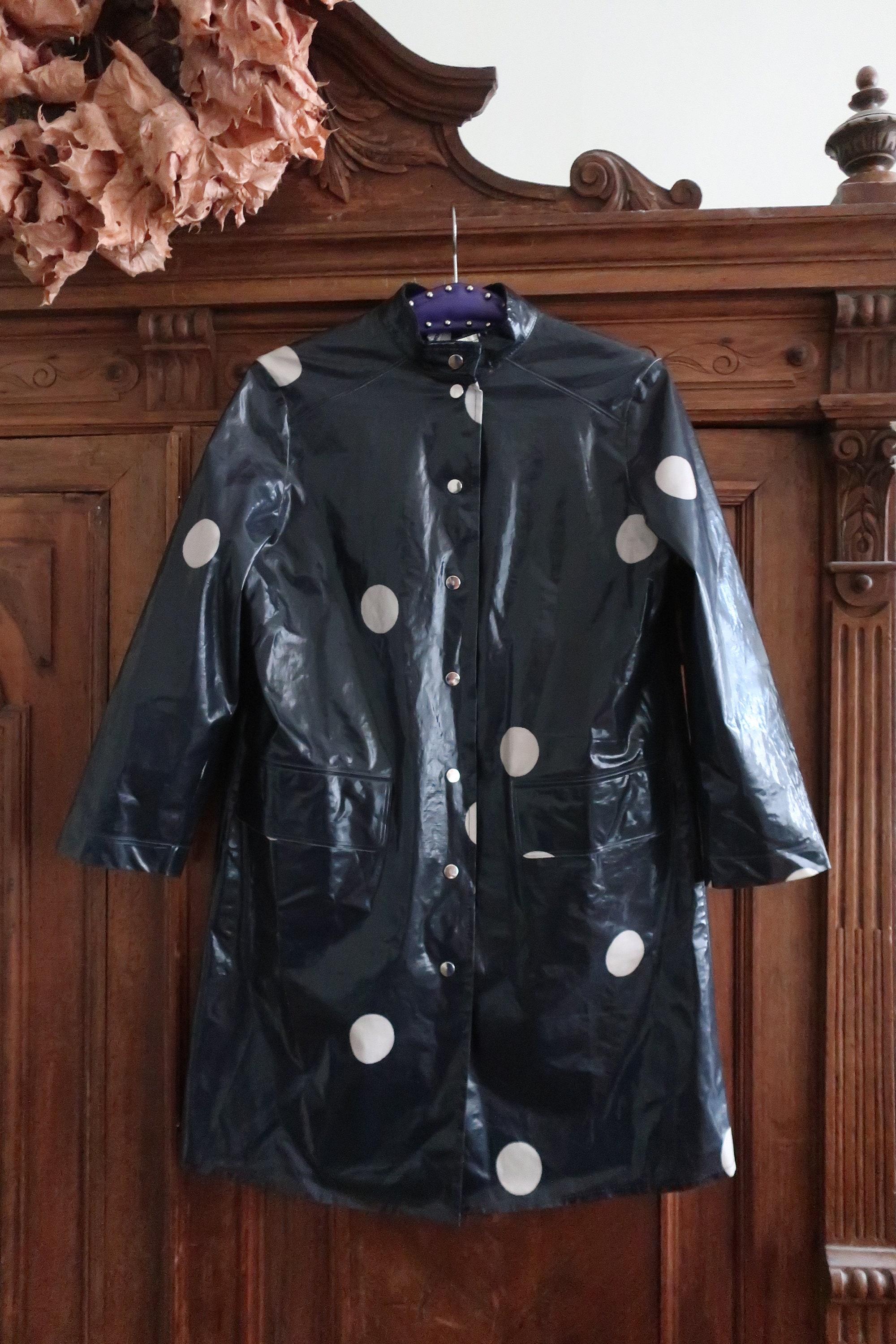 Vintage 60s Rain Coat Aqua Sheen By Exylin Co Size L Slicker