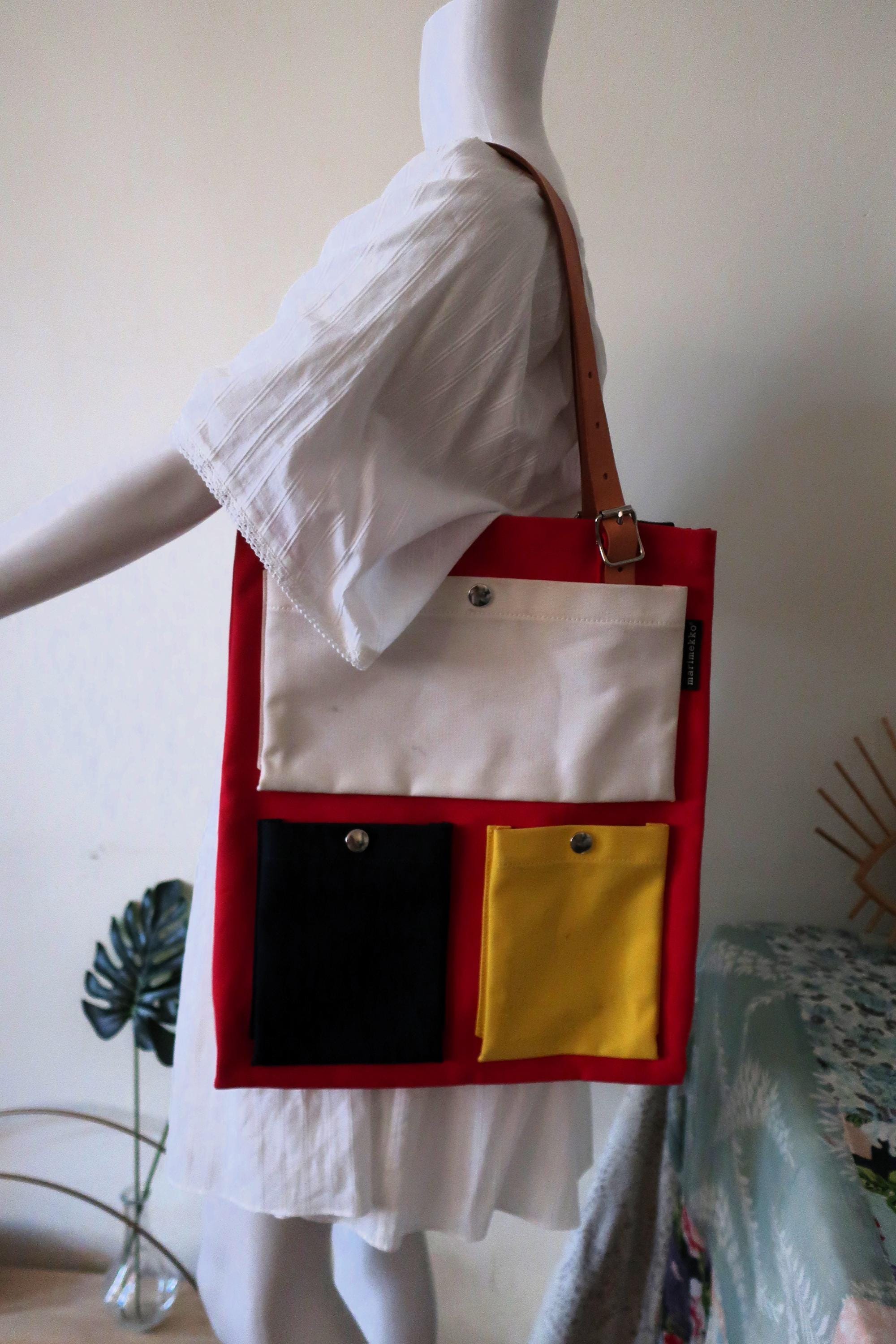 Vintage Marimekko Finland Toimi Tote Shoulder Bag Cotton Canvas 
