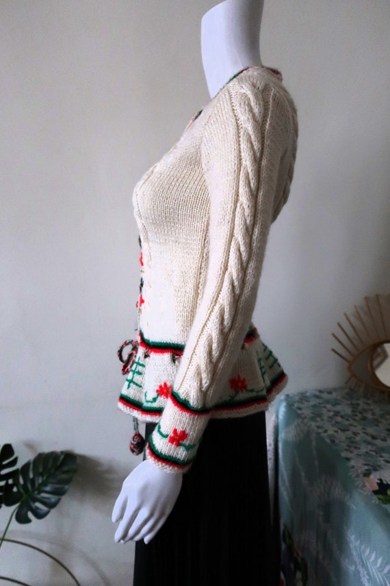 Vintage Austrian trachten wool knit cardigan swea… - image 5