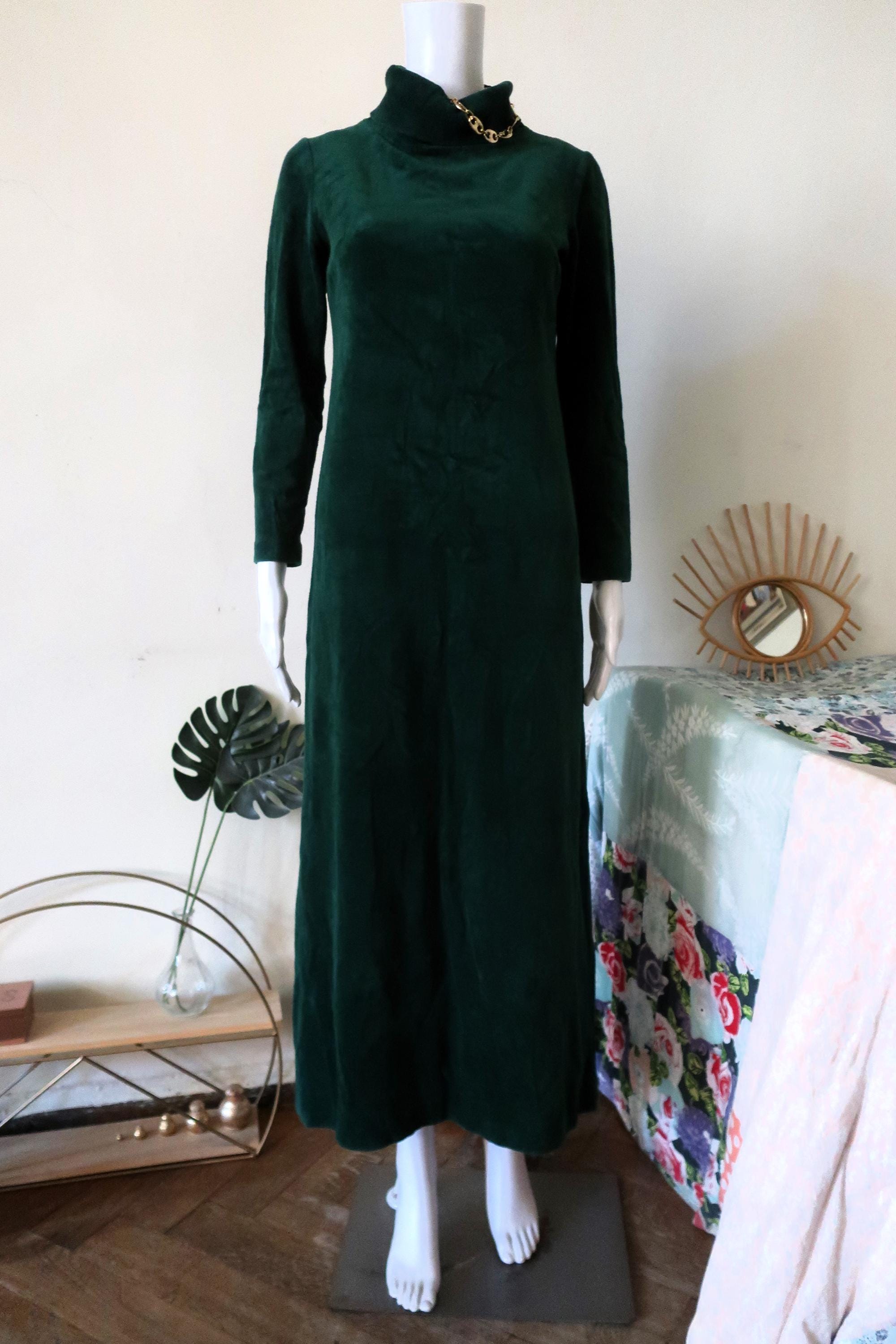 Dark Green Turtle Neck Dress - Etsy Dark Green Turtle Neck Dress - Etsy