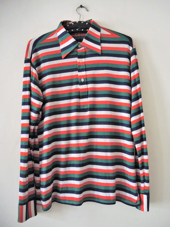 Vintage striped longsleeve polo shirt 1990s - image 2