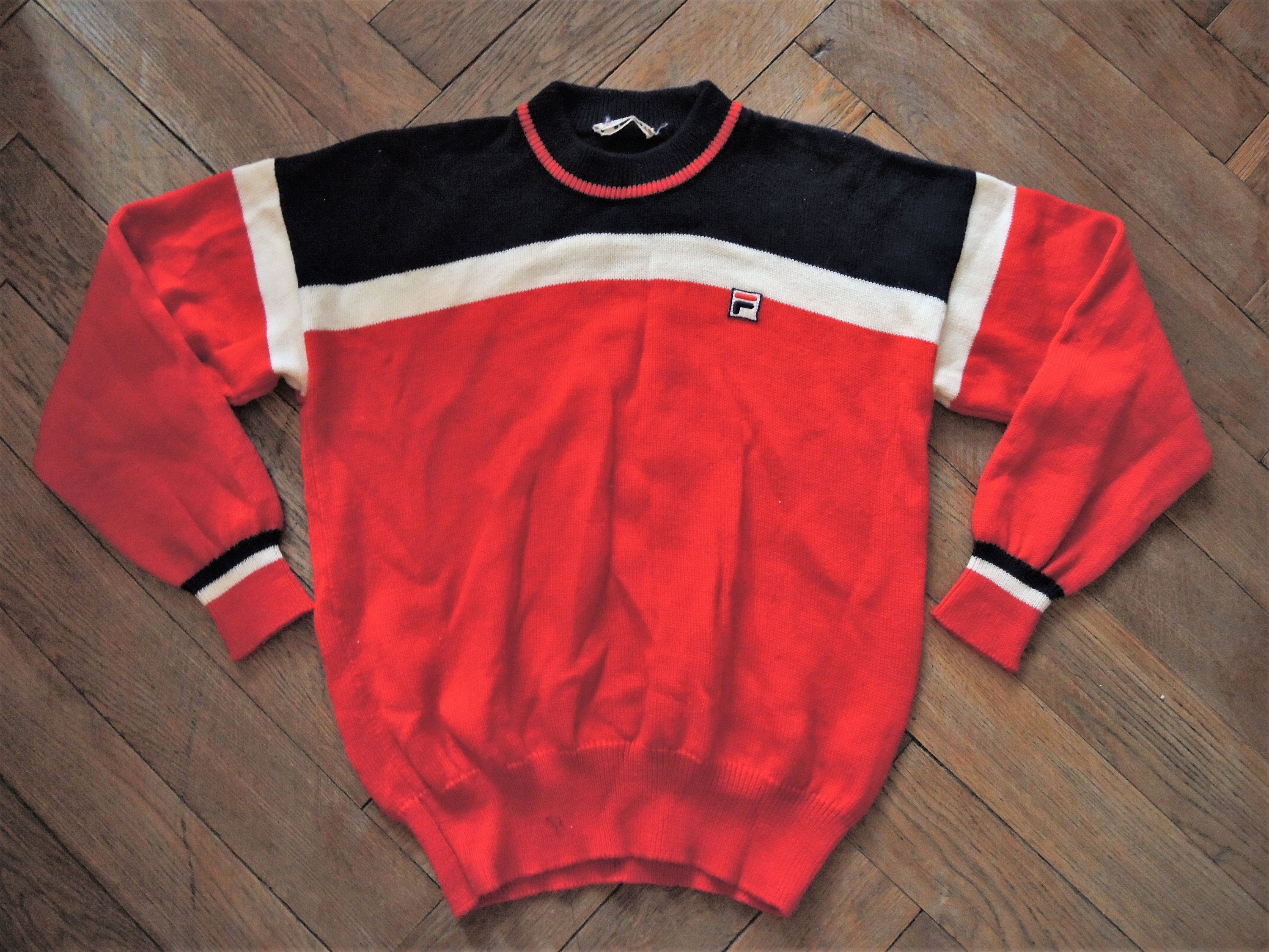 Vintage Fila Wool Knit Color-blocking Sweater Jumper Pullover 