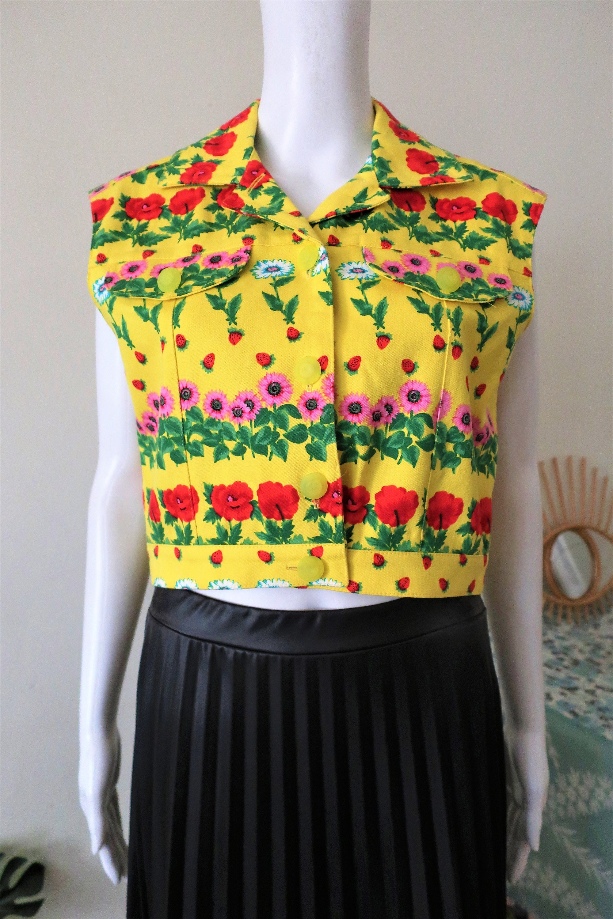Vintage Marina Sitbon for Kamosho Paris Cotton Denim Vest Gilet 