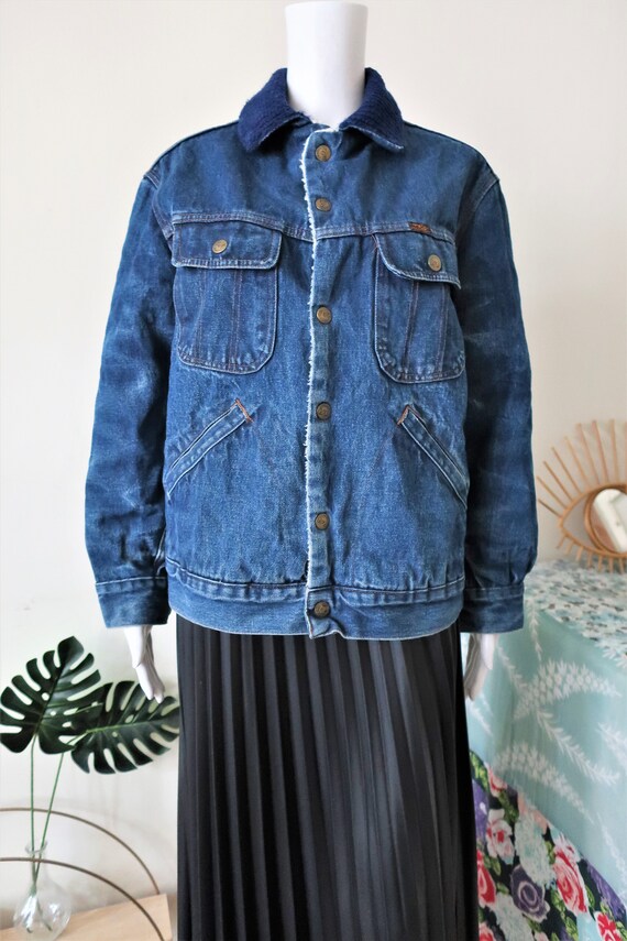 Vintage Rifle denim jeans trucker jacket with war… - image 2