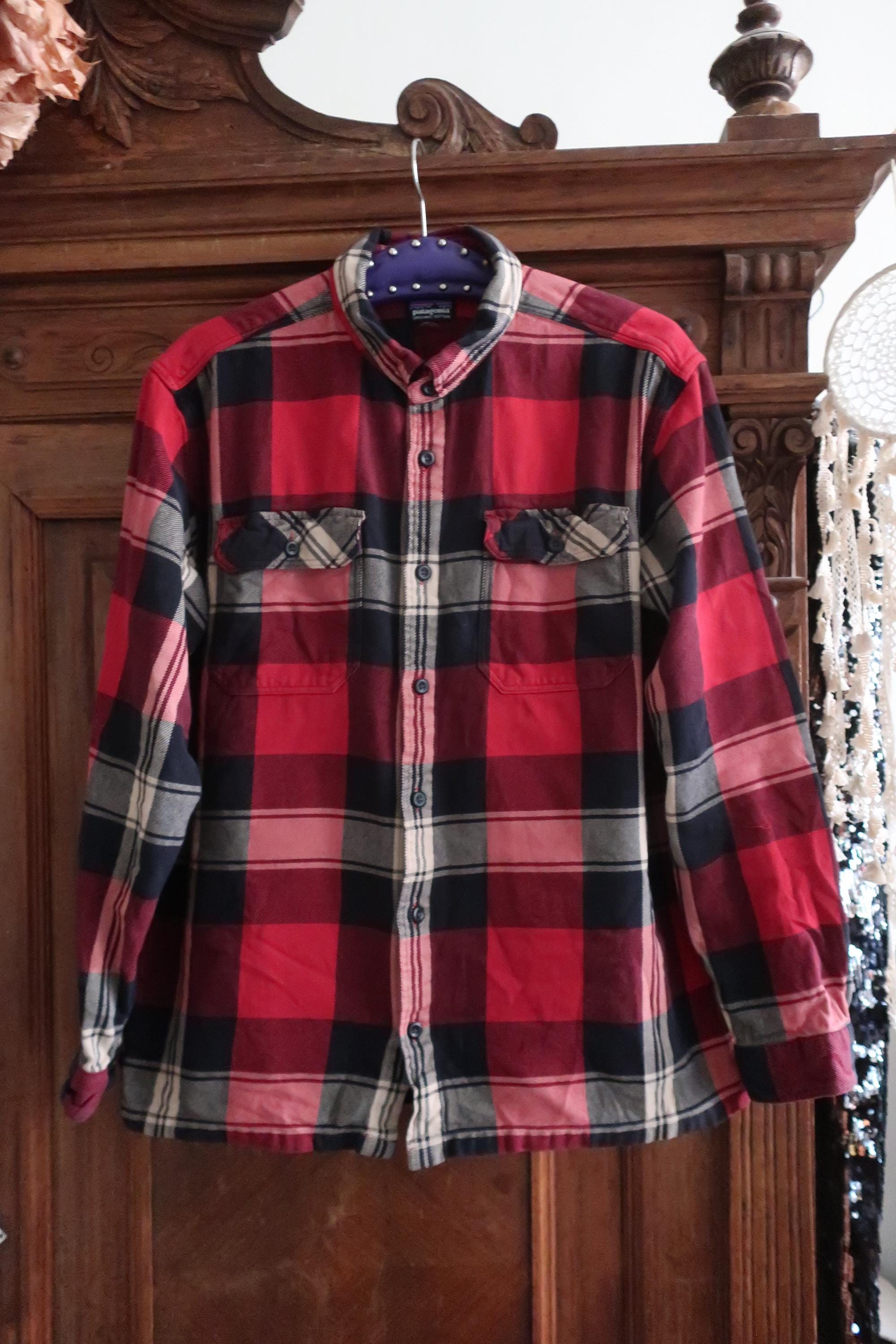 Vintage Patagonia Brushed Organic Cotton Red Black and White Plaid