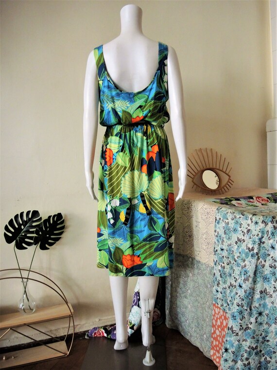 Vintage cotton jersey sundress strap dress with t… - image 6