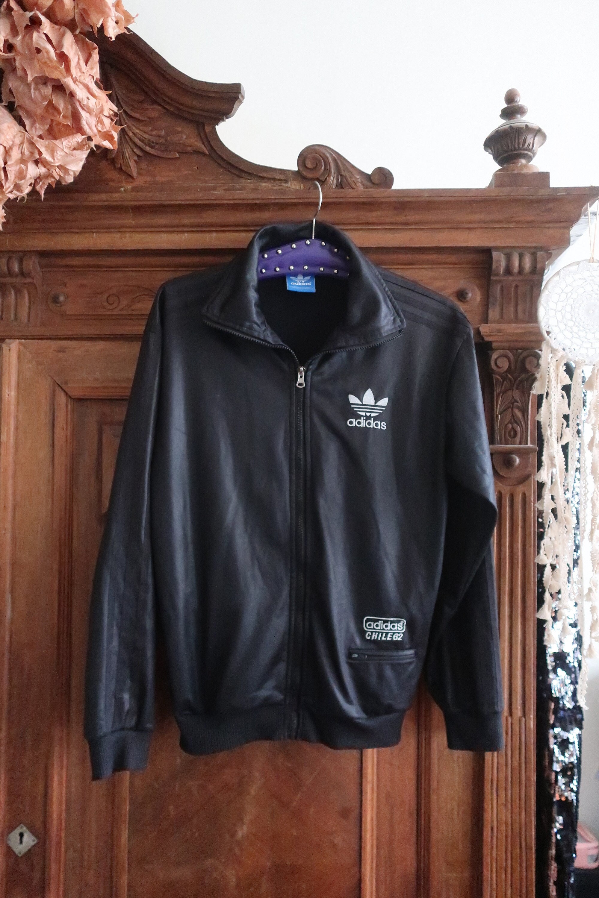 Vintage Adidas Chile 62 Shiny Black Track Top Jacket Chile '62 With Black Stripes and Silver Trefoil Embroidery Rave Club Kid 2000s Y2K - Etsy Vintage Adidas Chile 62 Shiny Black Track Top Jacket Chile '62 With Black Stripes and Silver Trefoil Embroidery Rave Club Kid 2000s Y2K - Etsy