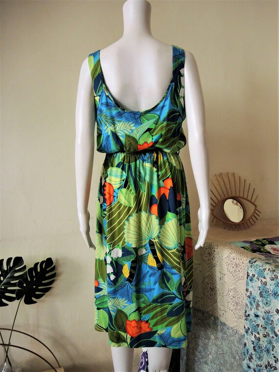 Vintage cotton jersey sundress strap dress with t… - image 7