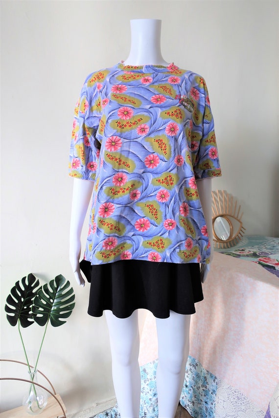 Vintage Best Company Olmes Carretti Floral Flower Print T-shirt 