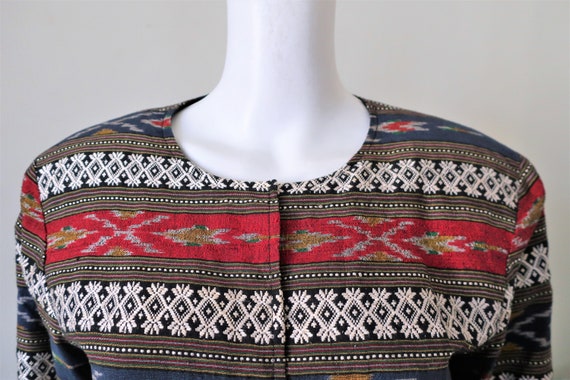 Vintage Thai handwoven silk jacket boxy cut with … - image 4
