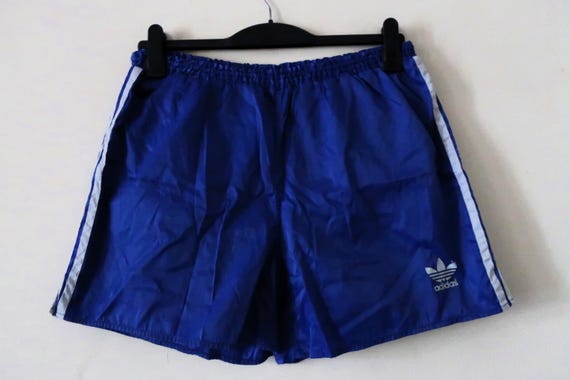 Vintage Adidas Shiny Blue Satin Track Sports Running Shorts