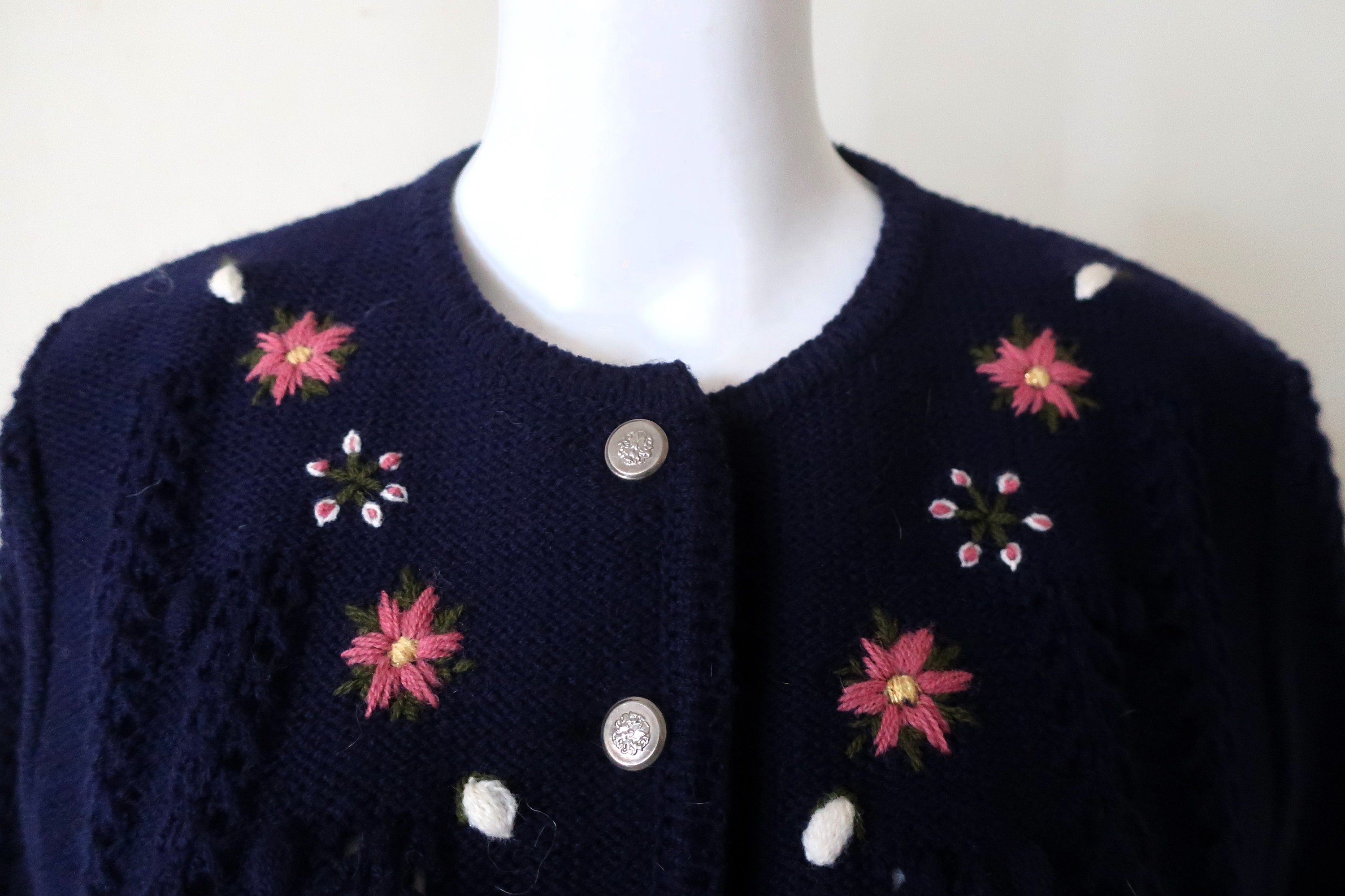 ヴィンテージ古着 bijou collar cardigan Vintage BLUMARINE Mink Fur Front Button Wool Cardigan