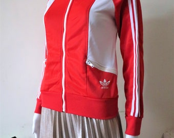 Vintage Adidas Red and White Track Sports Jacket Trefoil Club Rave Kid  1980s 80s Made in France - Etsy