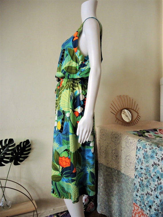 Vintage cotton jersey sundress strap dress with t… - image 5