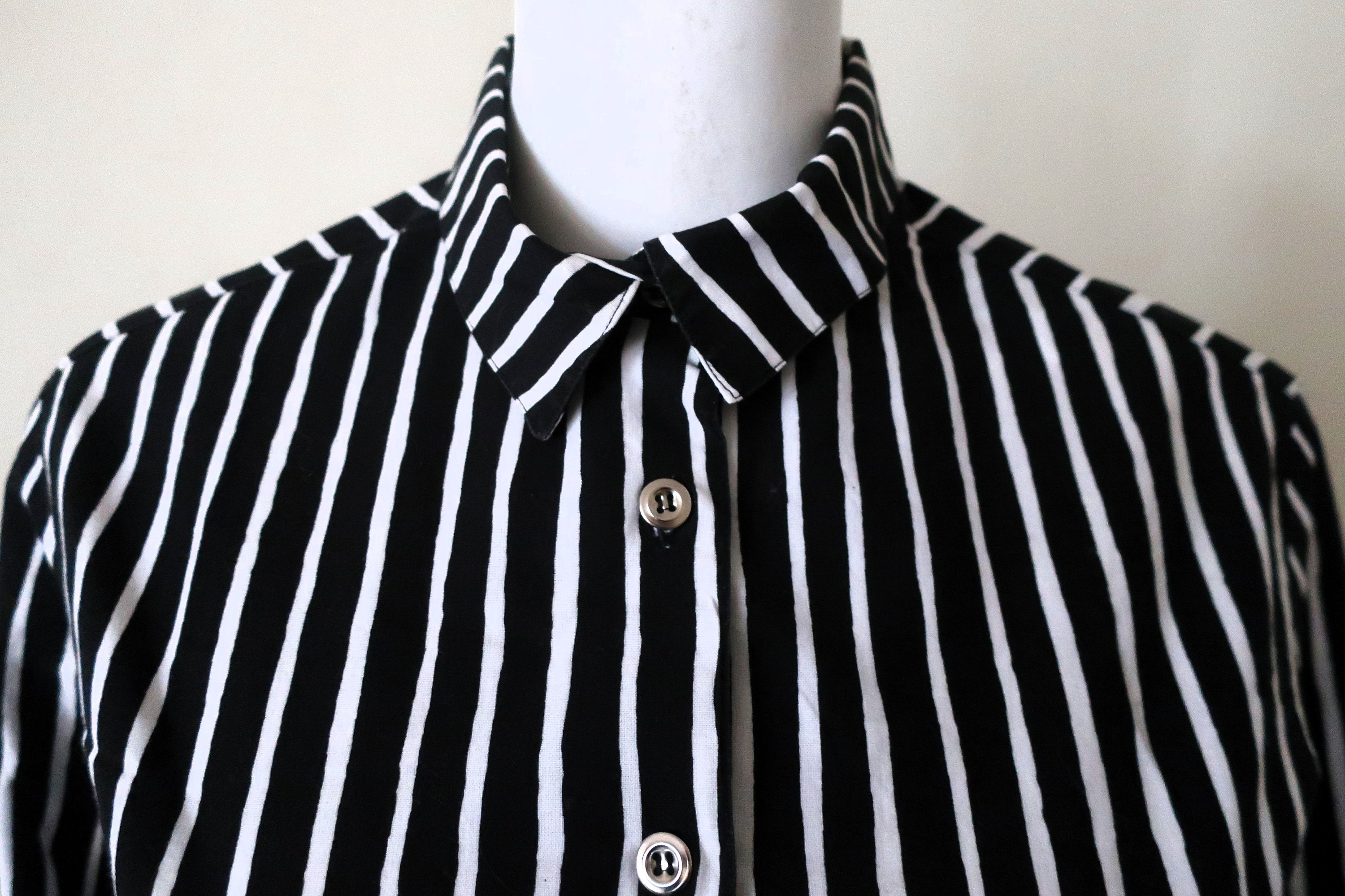Vintage Marimekko Finland Black and White Striped Blouse Vintage Marimekko Finland Black and White Striped Blouse