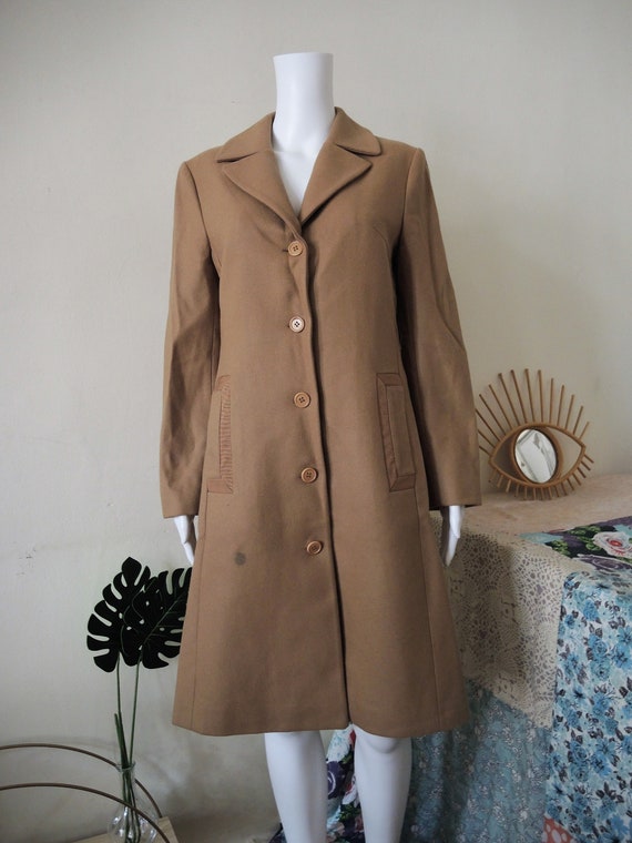 Vintage Anna Holtblad camel colored wool coat wit… - image 2