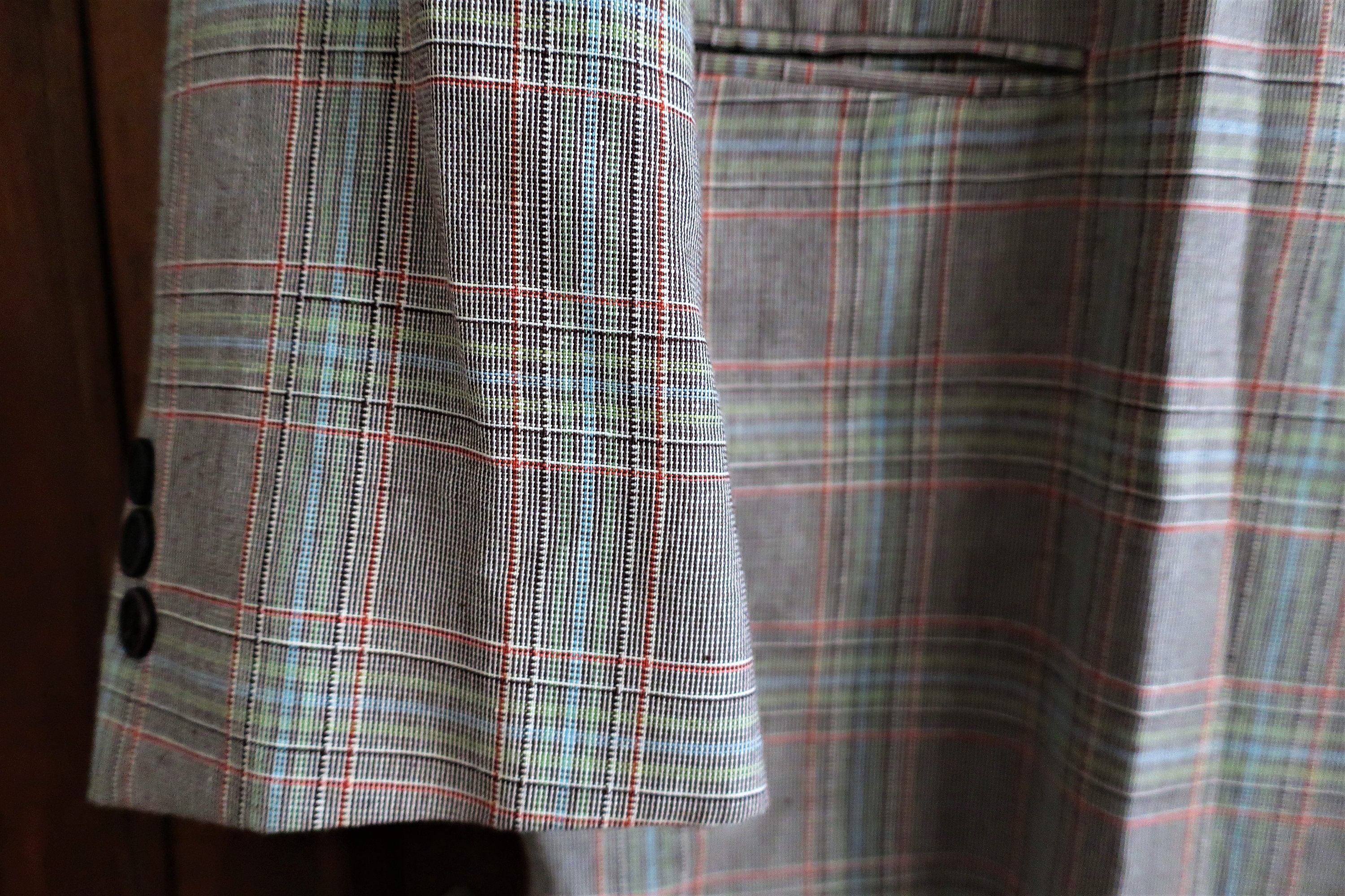 Vintage DKNY Linen Cotton Micro Check Jacket Blazer Y2K 1990s 90s 