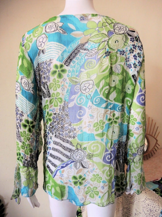 Vintage embroidered silk blend folklore tunic blo… - image 8