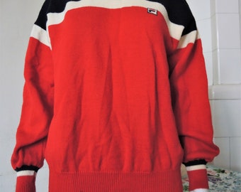Vintage Fila Wool Knit Color-blocking Sweater Jumper Pullover 