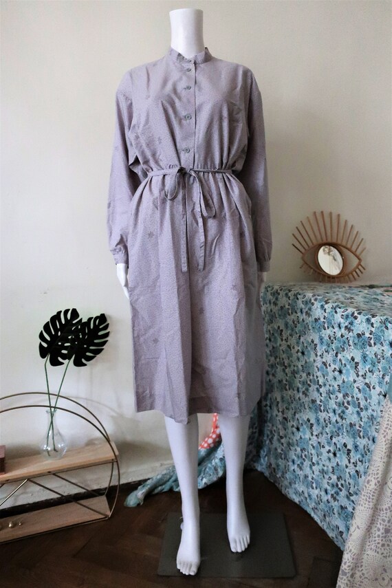 Vintage Marimekko Finland grey cotton midi dress … - image 3