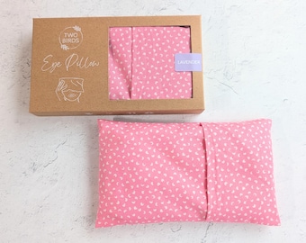 Weighted Eye Pillow, Lavender or Unscented Migraine Mask, Microwavable/Washable, Dried Lavender, Hot/Cold Pack 100% Cotton - Pink Candy