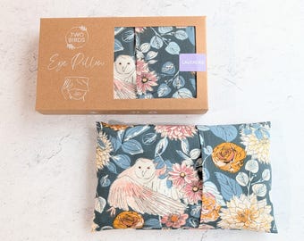 Verzwaarde oogkussen, migrainemasker met lavendel of geurloos, magnetron/wasbaar, gedroogde lavendel, hot/cold pack 100% katoen - Fairytale uil