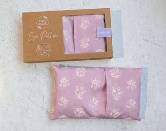 Almofada ponderada para os olhos, máscara para enxaqueca com lavanda ou sem perfume, lavável no micro-ondas, lavanda seca, compressa quente/fria 100% algodão - estampa lilás