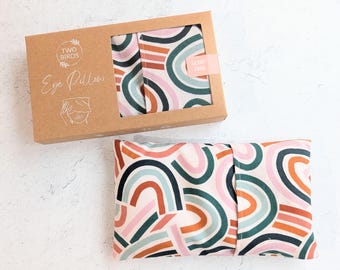 Verzwaarde oogkussen, migrainemasker met lavendel of geurloos, magnetron/wasbaar, gedroogde lavendel, warm/koud verpakt 100% katoen - Mod Rainbow