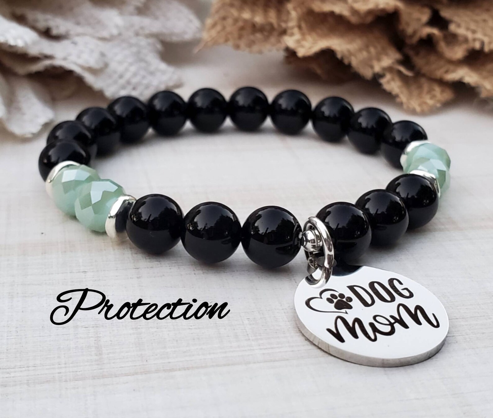 Dog Mom Bracelet Dog lover jewelry Black Bracelet Healing Etsy