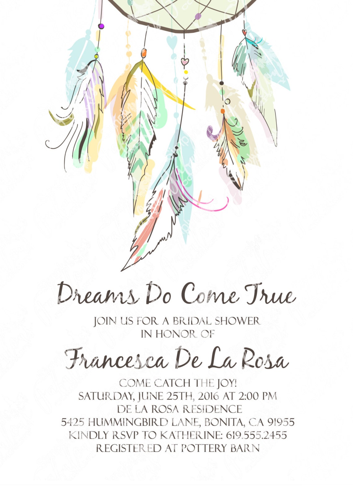 Dream Catcher Invitation Dreams Do Come True Dream Catcher - Etsy