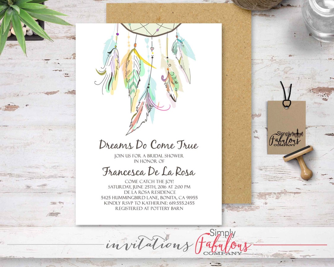 Dream Catcher Invitation Dreams Do Come True Dream Catcher - Etsy