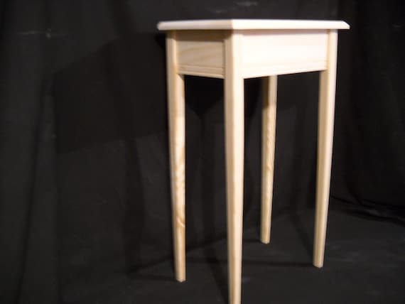 Unfinished Solid Pine Narrow Console Table – 24" Long, Tapered Legs, Beveled Edge