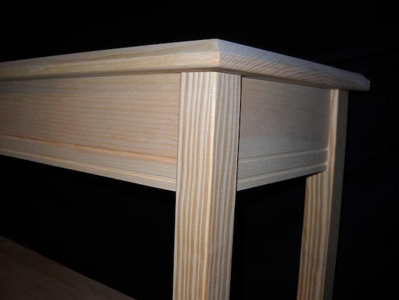 Foyer Beveled Edge 11"deep Pine Table w/2 Shelves Sofa Unfinished 60" Console Foyer Beveled Edge 11"deep Pine Table w/2 Shelves Sofa Unfinished 60" Console
