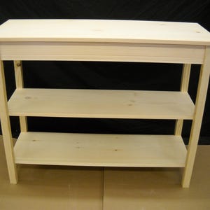 Unfinished 38"x15" Deep Console Pine Table w/2 shelves