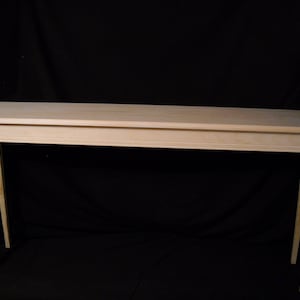 Unfinished 60" Console, Foyer, 11"deep Beveled Edge Pine Table Tapered or Straight Blocked Legs,