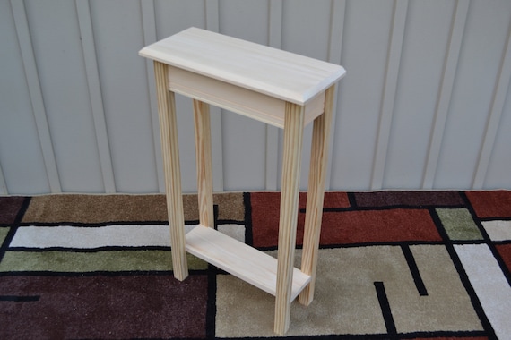 Unfinished 18 Narrow Console Sofa Foyer Beveled Edge Pine Table W shelf Etsy
