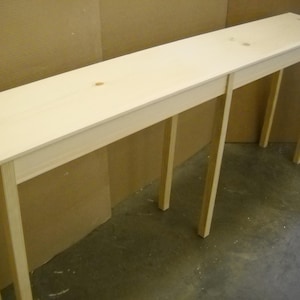 Unfinished Long Extended 62"-116" width Console 11" deep 30" High, Sofa, Foyer, Wall Table w/Block Legs