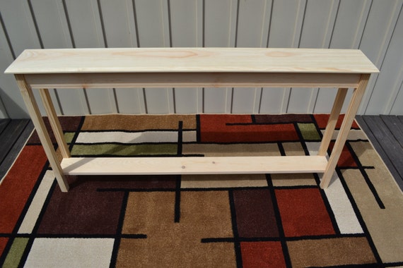 Unfinished 60 Narrow Console Sofa Foyer Beveled Edge Pine Table w Shelf Etsy