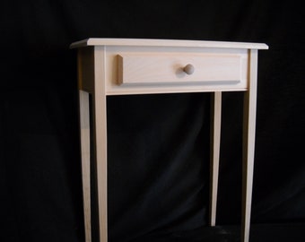 Unfinished 24" Pine Sofa Console Table With Beveled Edge, Shelf & Drawer – USA Made