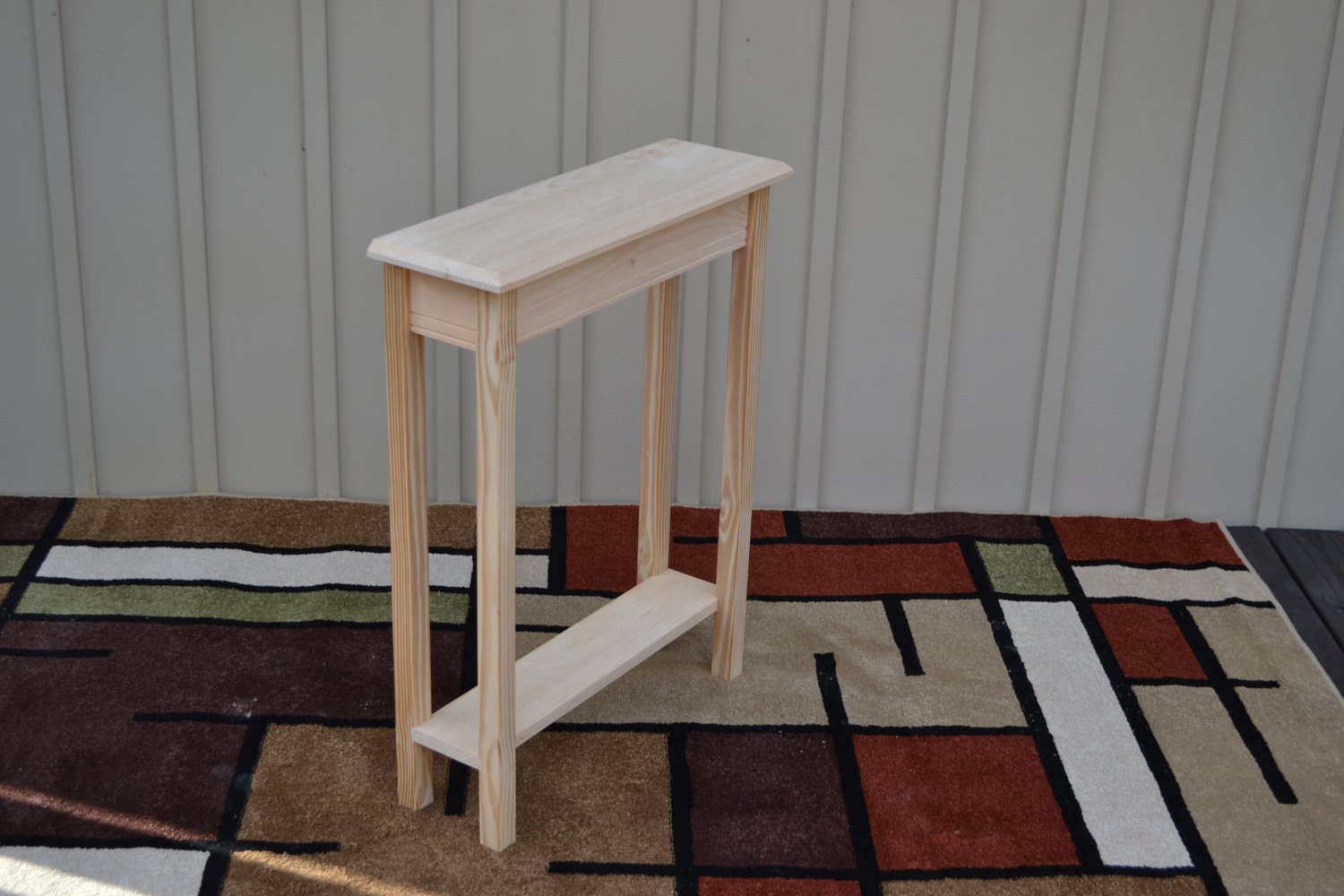 Unfinished 24 Narrow Console Sofa Foyer Beveled Edge Pine Table w Shelf Etsy