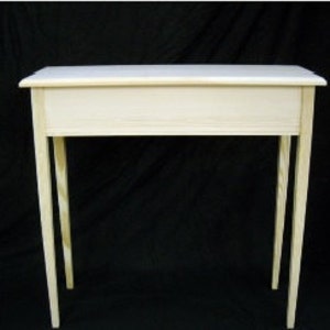 Unfinished 36" Console, Sofa Foyer, 11"deep Beveled Edge PineTable Tapered or Square Blocked Legs,