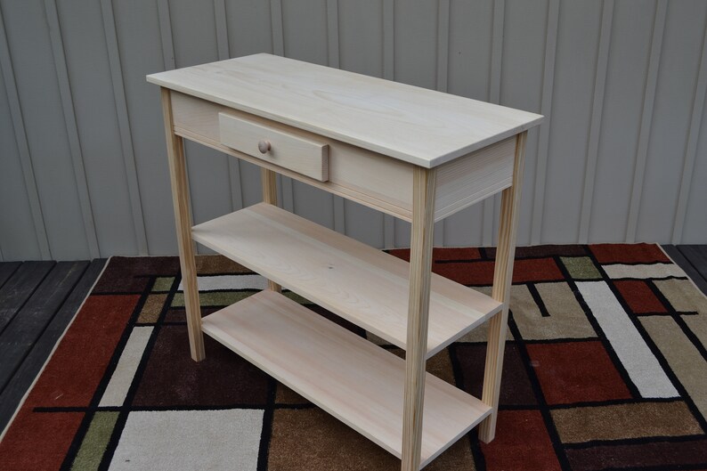 Unfinished Pine Tall Foyer Entry Table TV Stand Shaker Square Etsy