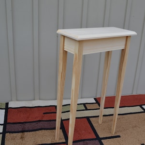 Unfinished 24&quot; Narrow Console, Sofa Foyer, Beveled Edge Style w/Tapered or Straight Block Leg PineTable