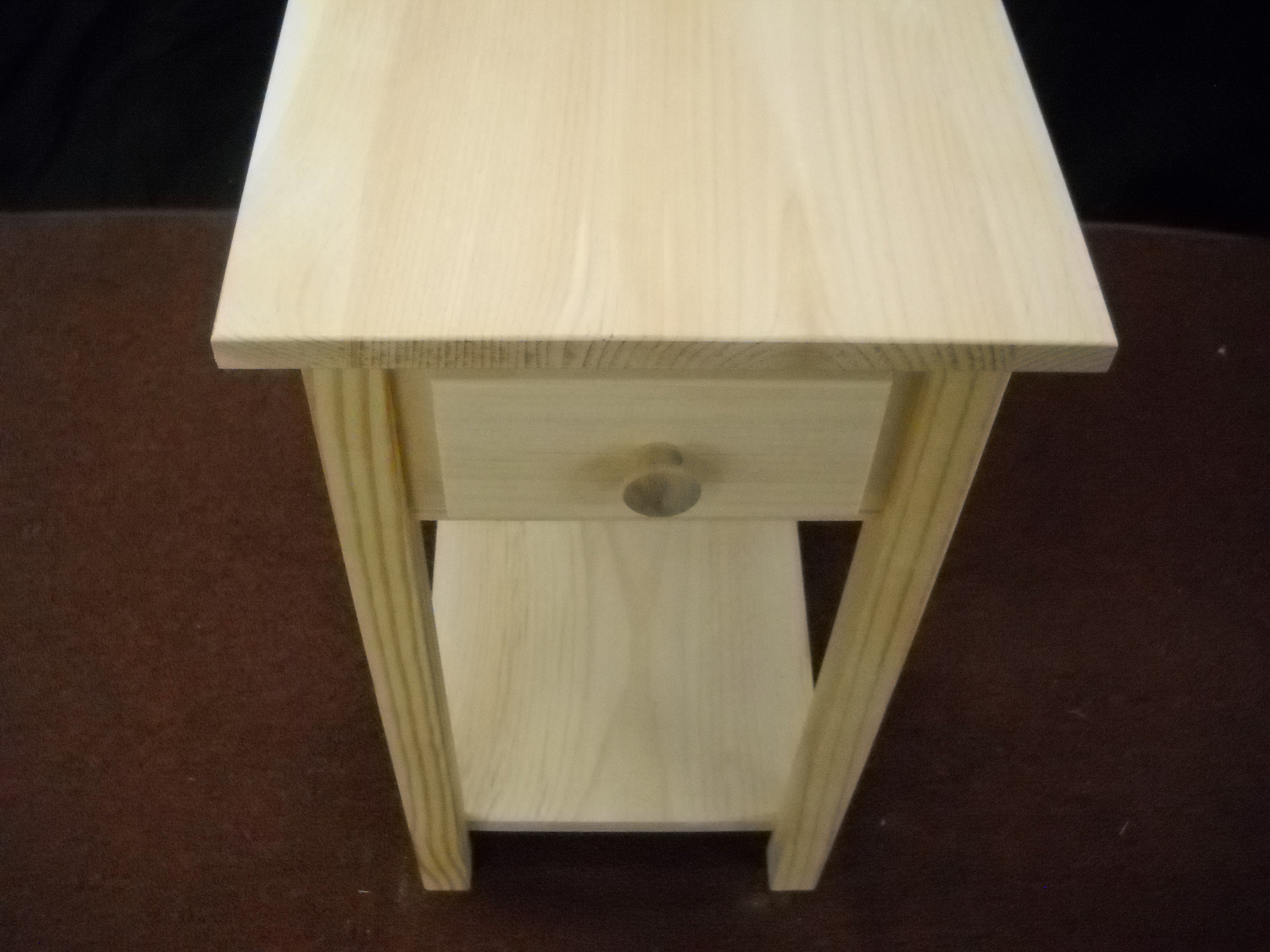Unfinished Single or Set Pine Narrow End Table W shelf in Shaker