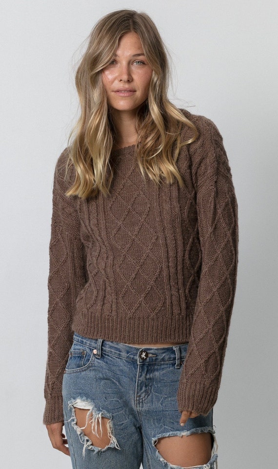 Womens Cotton Fisherman Sweater Cable Knit Sweater for Women Etsy