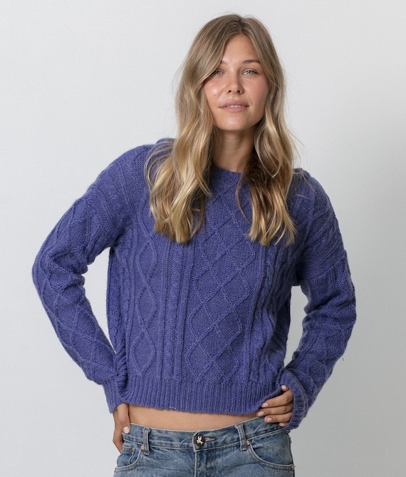 Womens Cotton Fisherman Sweater Cable Knit Sweater Womens Etsy