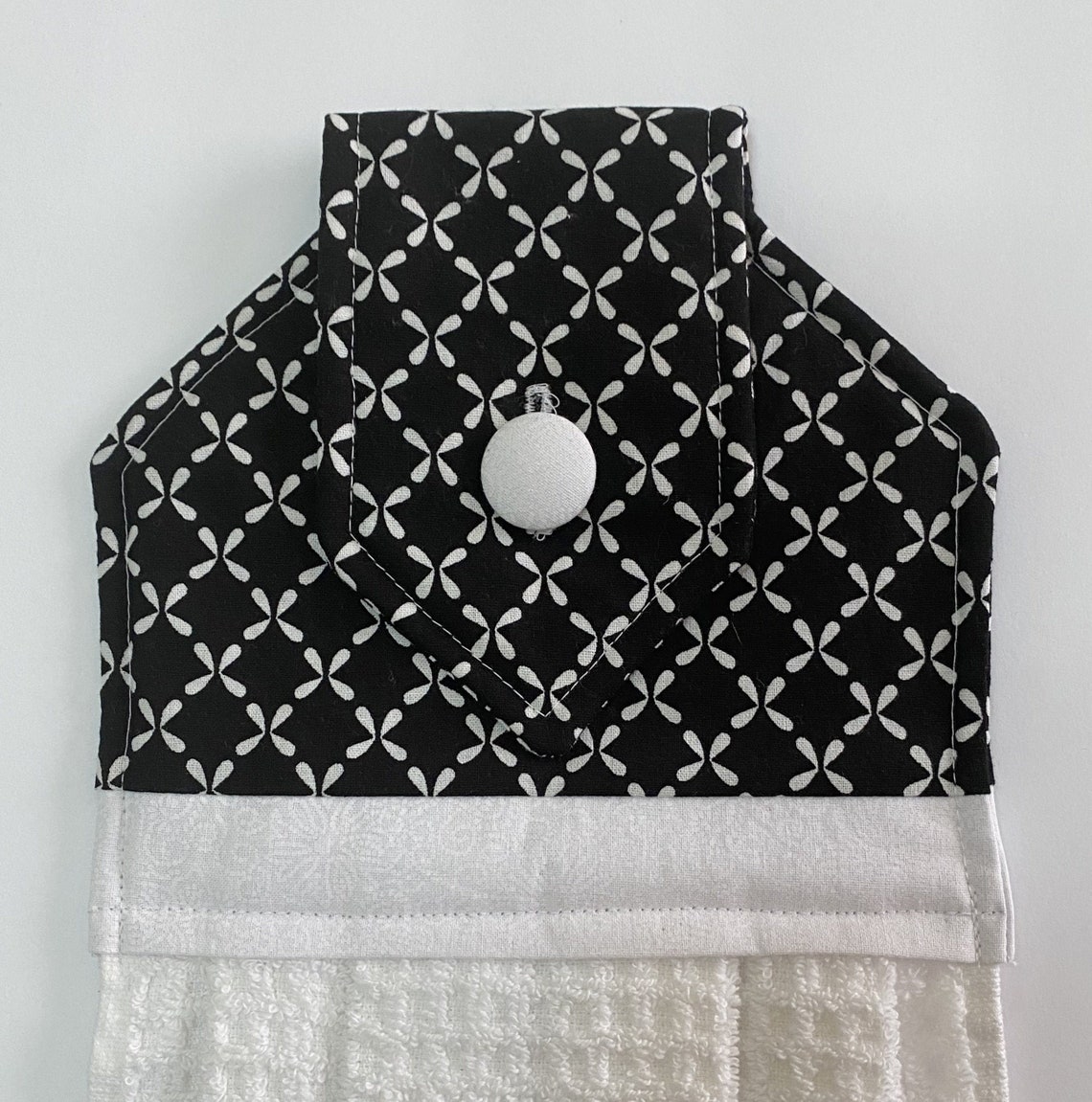 Modern Kitchen Towel Black and White Kitchen Towel Button Etsy
